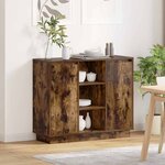 vidaXL Buffet LED Chêne fumé 90 x 32 x 75 cm Bois d'ingénierie