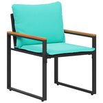 vidaXL Ensembles de meubles avec coussin 3 Pièces Noir et turquoise Rotin