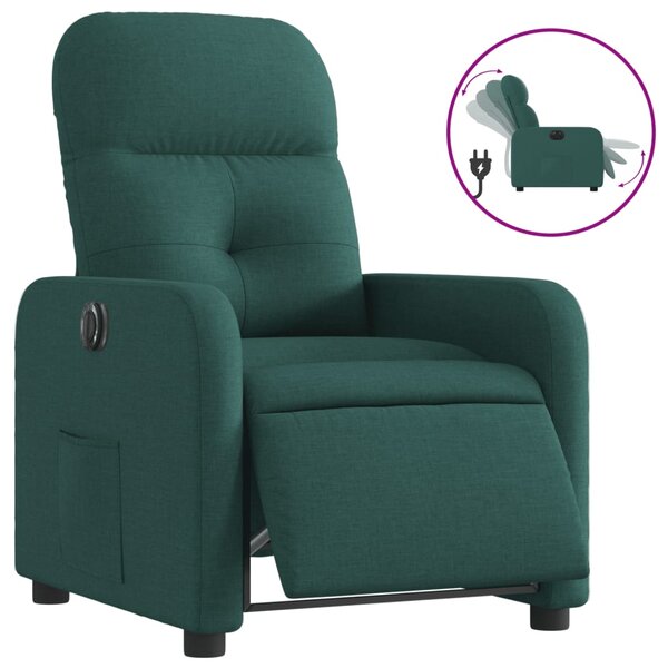 vidaXL Fauteuil inclinable électrique Vert foncé Tissu