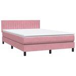 vidaXL Sommier à lattes de lit avec matelas rose 140x220 cm velours