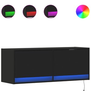 vidaXL Meuble TV mural avec lumières LED noir 100x31x35 cm