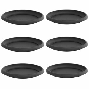 vidaXL Plateau à fleurs rond 6 Pièces Noir Ø 14 x 2 cm Plastique