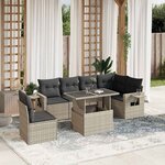 vidaXL Salon de jardin avec coussins 7 Pièces gris clair résine tressée