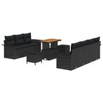 vidaXL Ensemble de canapé de jardin 10 Pièces Noir polyrotin