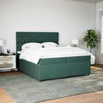 vidaXL Sommier à lattes de lit et matelas Vert foncé 200x200cm Velours