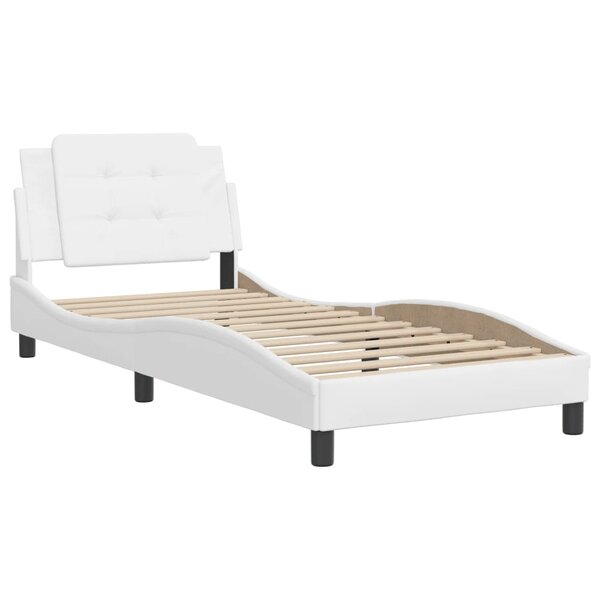 vidaXL Cadre de lit avec tête de lit Blanc 90x200 cm Similicuir