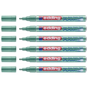 Marqueur Permanent Peinture Brillante 751 Vert Métallisé Pointe Ronde 1-2 mm x 6 EDDING