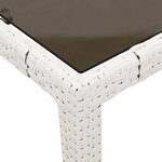 vidaXL Table de jardin dessus en verre blanc 90x90x75cm résine tressée