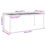 vidaXL Table à manger d'extérieur 200x90x74.5 cm en teck massif