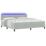 vidaXL Lit à ressort LED avec matelas Gris clair 200 x 200 cm Velours