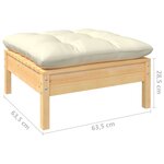 vidaXL Salon de jardin 6 Pièces avec coussins crème bois de pin