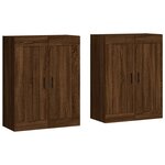 vidaXL Armoires murales 2 Pièces chêne marron bois d'ingénierie