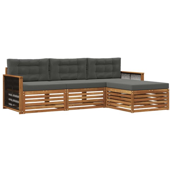 vidaXL Ensemble de canapés d'extérieur 4 pc Naturel et Anthracite