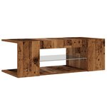 vidaXL Meuble TV avec lumières LED vieux bois bois d'ingénierie