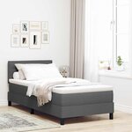 vidaXL Lit à ressorts avec matelas Gris foncé 90 x 200 cm tissu