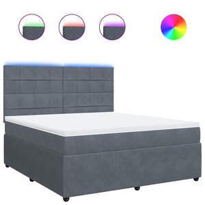 vidaXL Sommier à lattes de lit et matelas Gris foncé 180x200cm Velours