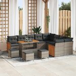 vidaXL Ensemble de canapé de jardin avec coussin 13 Pièces Gris