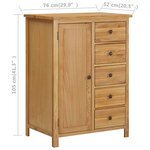 vidaXL Garde-robe 76x52x105 cm Bois de chêne massif