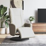 vidaXL Fauteuil inclinable avec repose-pieds crème similicuir