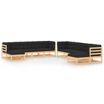 vidaXL Salon de jardin 10 Pièces avec coussins anthracite Pin massif