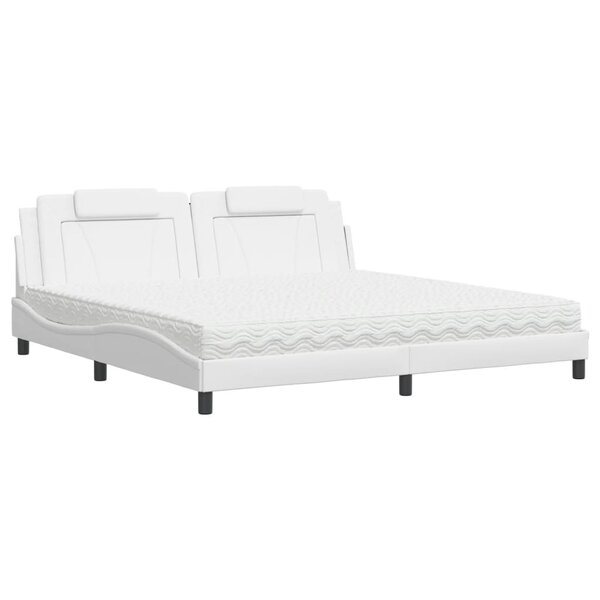 vidaXL Lit avec matelas blanc 200x200 cm similicuir