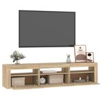 vidaXL Meuble TV avec lumières LED Chêne sonoma 180x35x40 cm