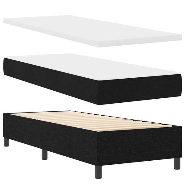 vidaXL Lit box avec matelas Noir 80x200 cm en tissu