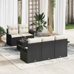vidaXL Ensemble de canapés de jardin 6 pièces avec coussins en noir poly rattan