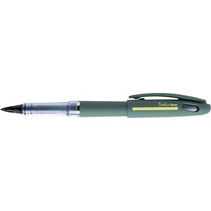 Feutre plume tradio  corps sport chic kaki/bande jaune  encre noire pentel
