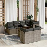 vidaXL Salon de jardin 8 Pièces avec coussins gris résine tressée