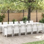 Ensemble de salle à manger de jardin de 15 pièces avec coussins en poly rotin blanc