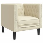 vidaXL Fauteuil Chesterfield crème similicuir
