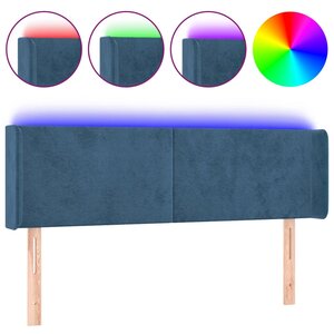 vidaXL Tête de lit à LED Bleu foncé 147x16x78/88 cm Velours