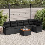 vidaXL Ensemble de canapé de jardin 7 Pièces Noir Poly rotin