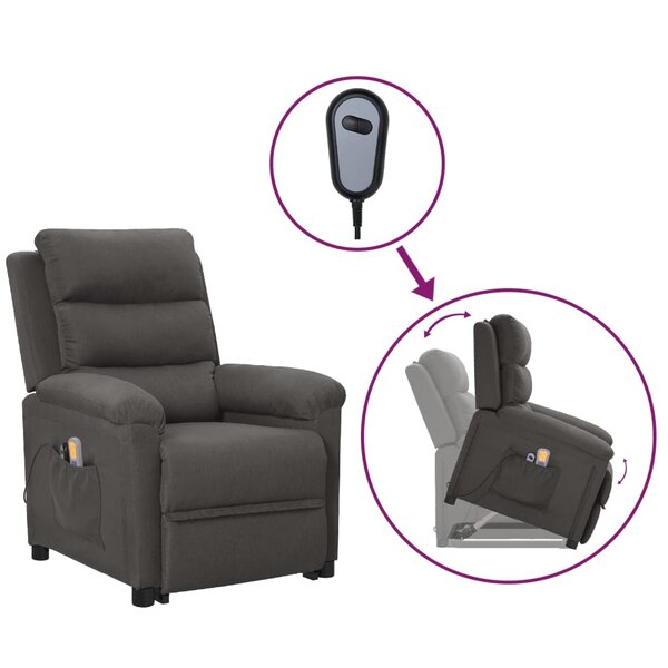 vidaXL Fauteuil de massage inclinable Gris foncé Tissu