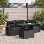 vidaXL Salon de jardin 5 Pièces avec coussins noir résine tressée