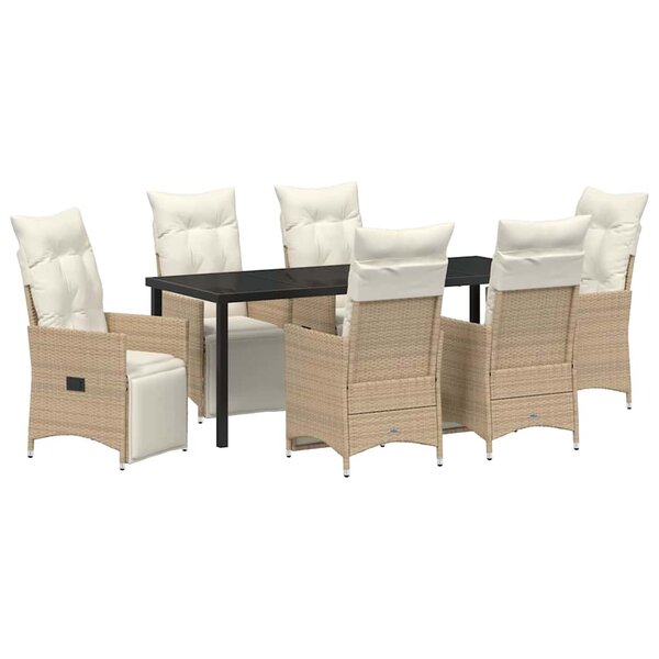 vidaXL Ensemble de salle à manger pour jardin 7 Pièces Beige polyrotin