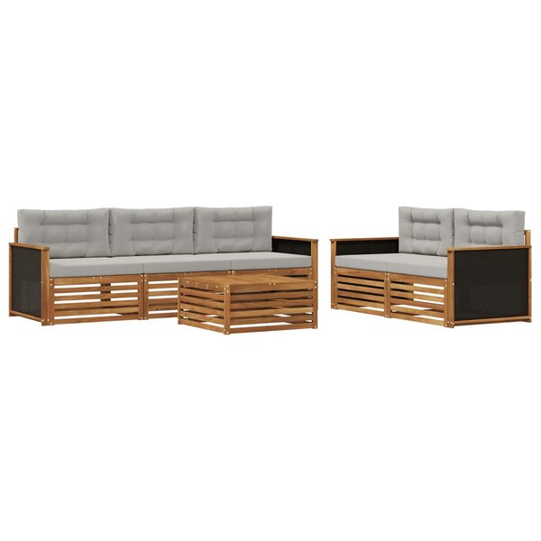 vidaXL Ensemble de canapés d'extérieur 6 Pièces Naturel et gris clair