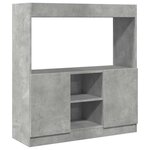 vidaXL Buffet haut gris béton 92x33x100 cm bois d'ingénierie