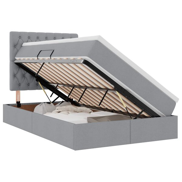 vidaXL Lit de rangement LED avec matelas Gris clair 120 x 190 cm Tissu