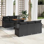 vidaXL Ensemble de canapé de jardin 7 Pièces Noir Poly rotin