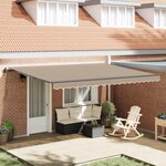 vidaXL Auvent Rétractable Beige 450 × 350 cm Tissu et Aluminium