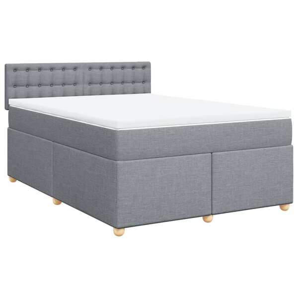 vidaXL Sommier à lattes de lit avec matelas Gris clair 140x190cm Tissu