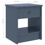 vidaXL Table de chevet Gris clair 35x30x40 cm Bois de pin massif