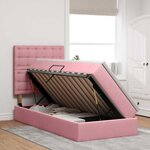 vidaXL Lit de rangement LED avec matelas Rose 90 x 190 cm Velours