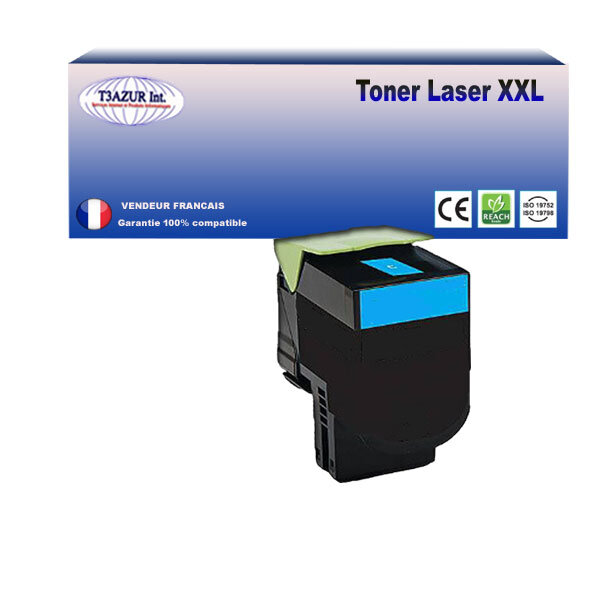 80C2SC0/ 80C0S20 - Toner compatible avec Lexmark CX310dn  CX310n Cyan - 2 000 pages