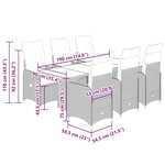 vidaXL Ensemble de bistro de jardin 7 Pièces coussins beige poly rotin