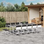 vidaXL Ensemble à manger de jardin avec coussins 15Pièces blanc textilène