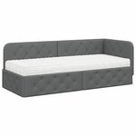 vidaXL Cadre de lit d'angle Gris foncé 80 x 200 cm tissu