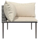 vidaXL Canapé d'angle de jardin avec coussins gris résine tressée